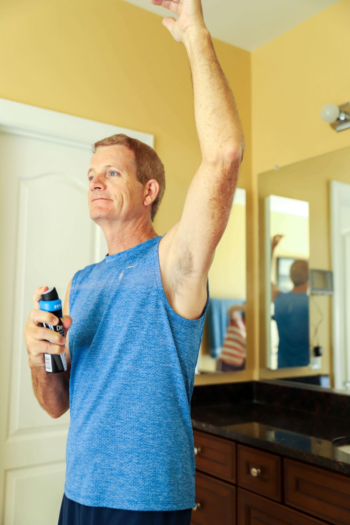 man using degree for men deodorant from sam's club