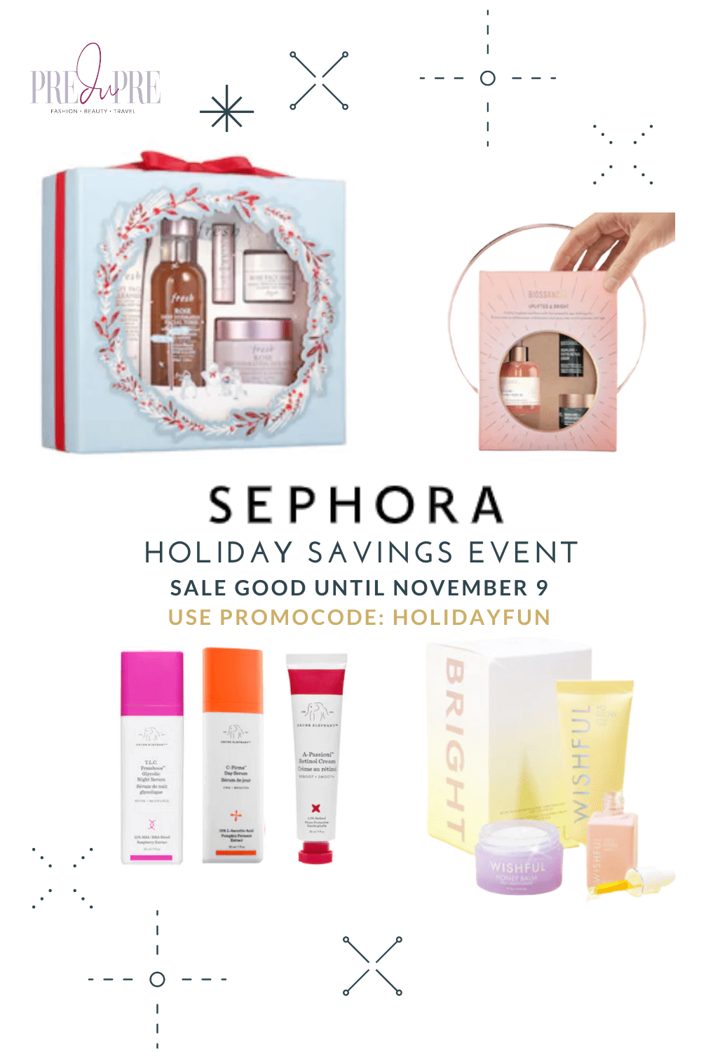 sephora holiday savings event 2020 skincare favorites like Fresh, Drunk Elephant,