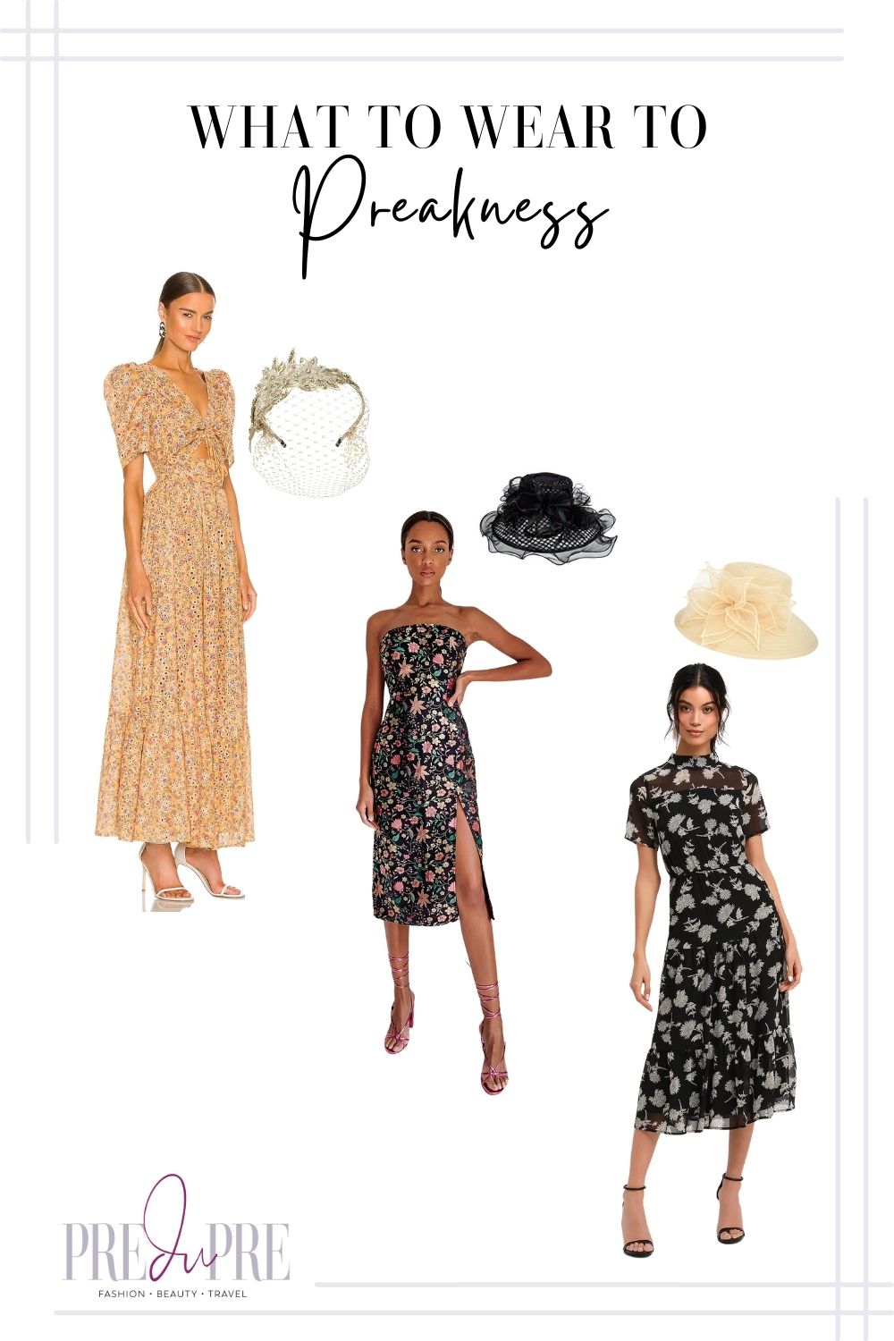what to wear for Preakness. Dresses and fascinators for horse race